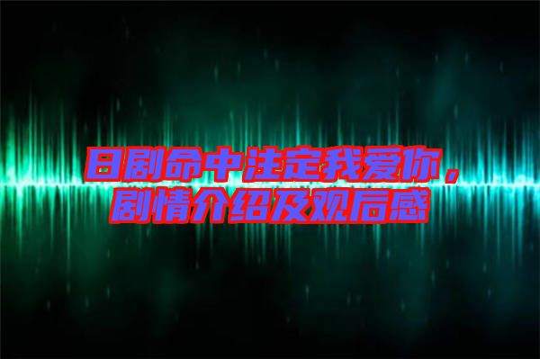 日劇命中注定我愛(ài)你，劇情介紹及觀后感