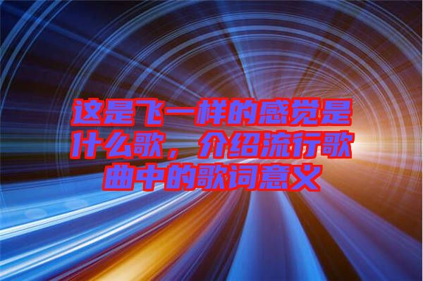 這是飛一樣的感覺是什么歌，介紹流行歌曲中的歌詞意義