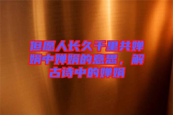 但愿人長久千里共嬋娟中嬋娟的意思，解古詩中的嬋娟