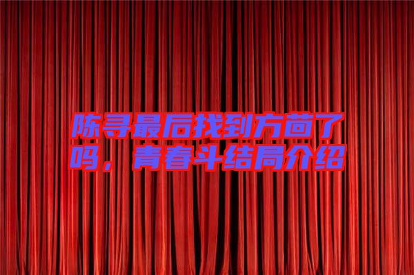陳尋最后找到方茴了嗎，青春斗結(jié)局介紹