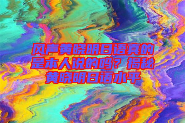風聲黃曉明日語真的是本人說的嗎？揭秘黃曉明日語水平