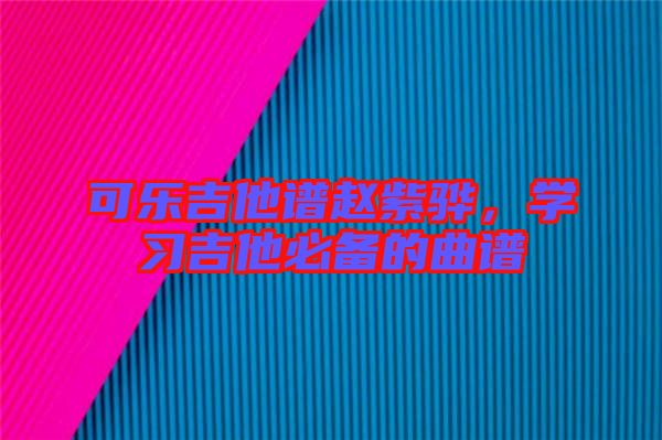 可樂吉他譜趙紫驊，學(xué)習(xí)吉他必備的曲譜