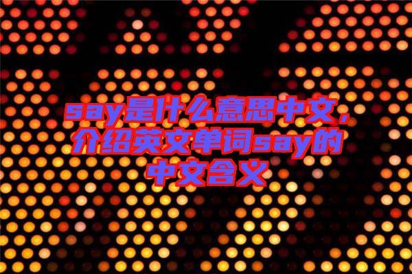 say是什么意思中文，介紹英文單詞say的中文含義