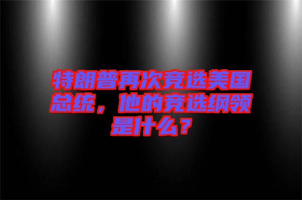 特朗普再次競選美國總統(tǒng)，他的競選綱領(lǐng)是什么？