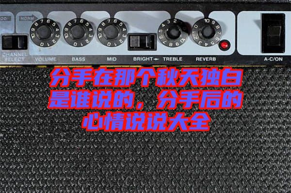 分手在那個(gè)秋天獨(dú)白是誰(shuí)說(shuō)的，分手后的心情說(shuō)說(shuō)大全