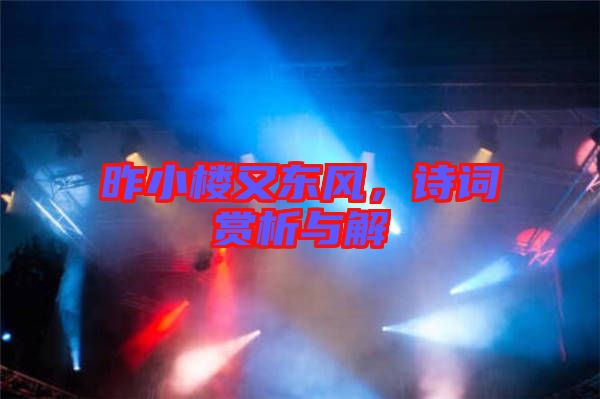 昨小樓又東風(fēng)，詩詞賞析與解