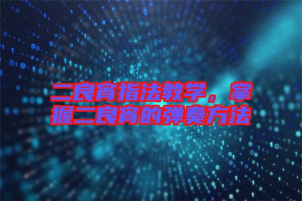二良宵指法教學(xué)，掌握二良宵的彈奏方法
