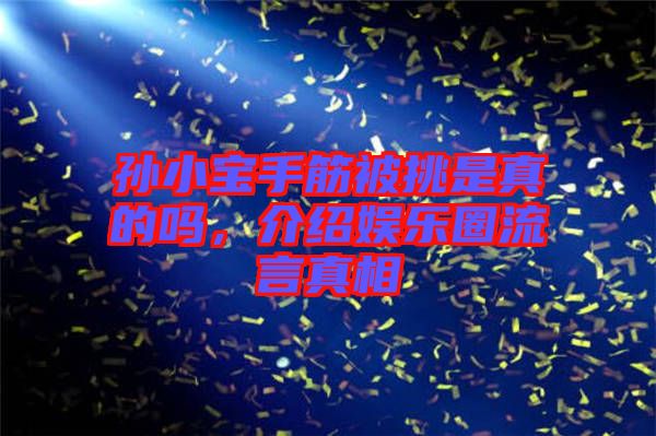 孫小寶手筋被挑是真的嗎，介紹娛樂圈流言真相