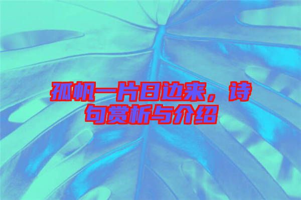 孤帆一片日邊來，詩句賞析與介紹