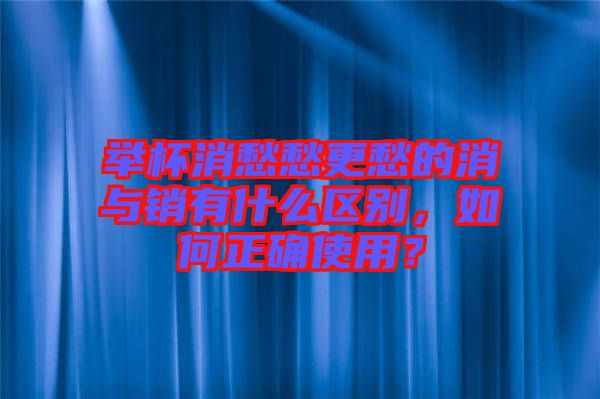 舉杯消愁愁更愁的消與銷有什么區(qū)別，如何正確使用？