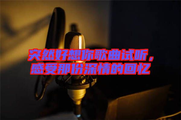 突然好想你歌曲試聽，感受那份深情的回憶