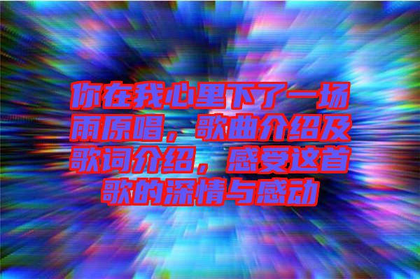 你在我心里下了一場雨原唱，歌曲介紹及歌詞介紹，感受這首歌的深情與感動