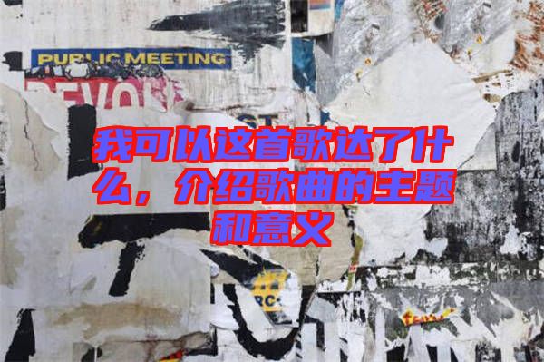 我可以這首歌達了什么，介紹歌曲的主題和意義
