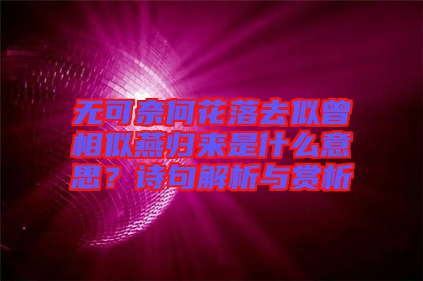 無可奈何花落去似曾相似燕歸來是什么意思？詩句解析與賞析