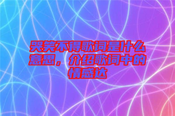 哭笑不得歌詞是什么意思，介紹歌詞中的情感達(dá)