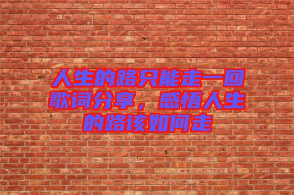 人生的路只能走一回歌詞分享，感悟人生的路該如何走