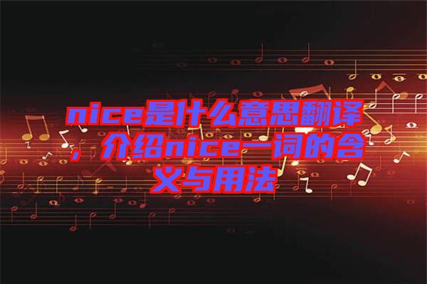 nice是什么意思翻譯，介紹nice一詞的含義與用法