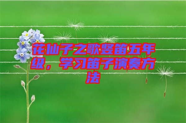 花仙子之歌豎笛五年級，學習笛子演奏方法