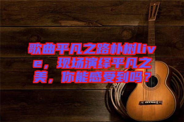 歌曲平凡之路樸樹live，現(xiàn)場(chǎng)演繹平凡之美，你能感受到嗎？