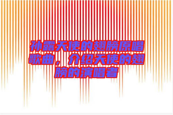 孫露天使的翅膀原唱歌曲，介紹天使的翅膀的演唱者
