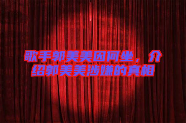歌手郭美美因何坐，介紹郭美美涉嫌的真相
