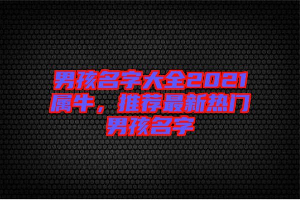 男孩名字大全2021屬牛，推薦最新熱門男孩名字