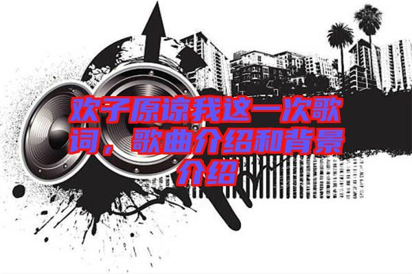 歡子原諒我這一次歌詞，歌曲介紹和背景介紹