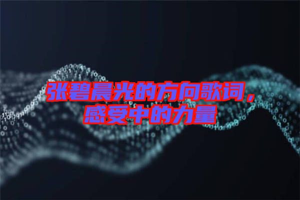 張碧晨光的方向歌詞，感受中的力量