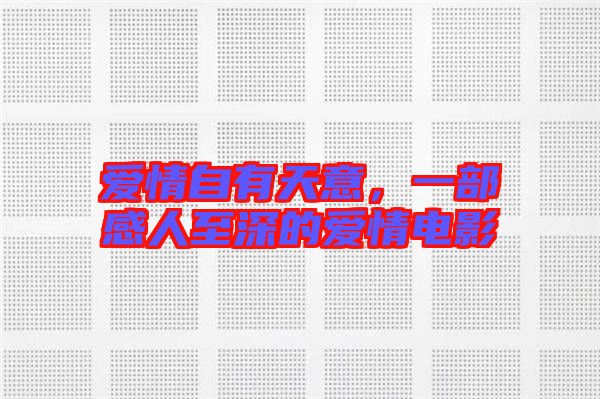 愛情自有天意，一部感人至深的愛情電影