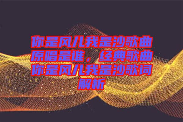 你是風兒我是沙歌曲原唱是誰，經(jīng)典歌曲你是風兒我是沙歌詞解析