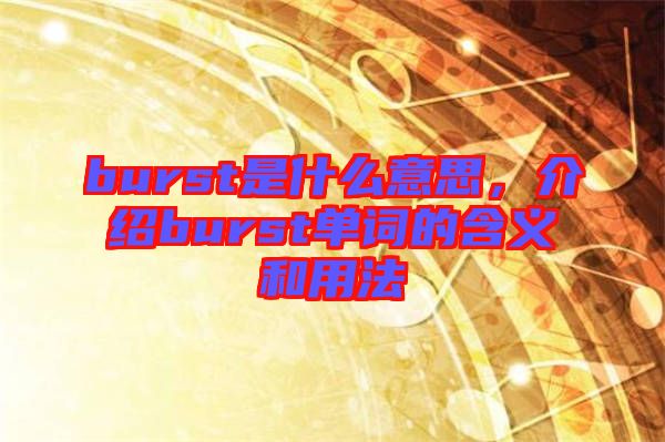 burst是什么意思，介紹burst單詞的含義和用法