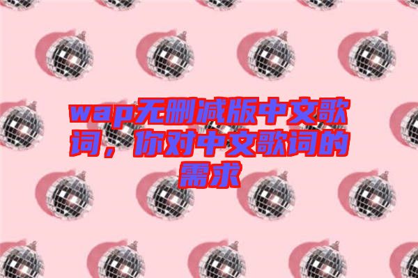 wap無刪減版中文歌詞，你對中文歌詞的需求
