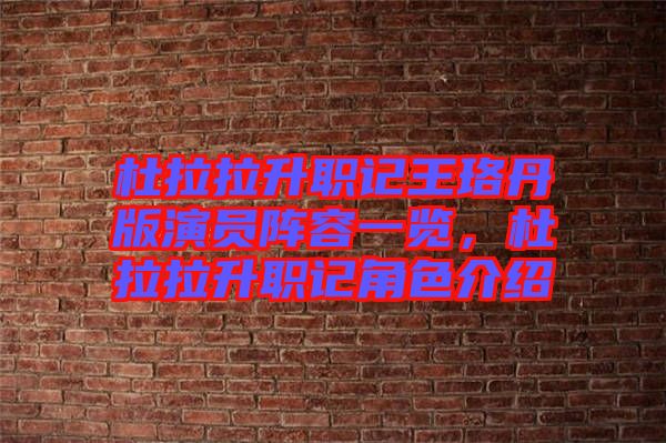 杜拉拉升職記王珞丹版演員陣容一覽，杜拉拉升職記角色介紹