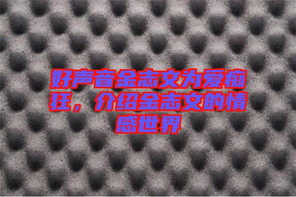 好聲音金志文為愛癡狂，介紹金志文的情感世界