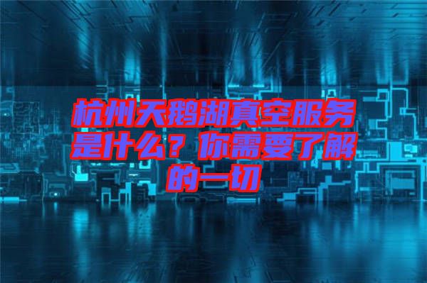 杭州天鵝湖真空服務(wù)是什么？你需要了解的一切