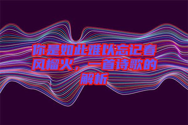 你是如此難以忘記春風(fēng)榴火，一首詩歌的解析