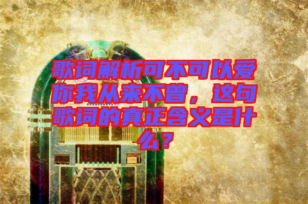 歌詞解析可不可以愛你我從來不曾，這句歌詞的真正含義是什么？