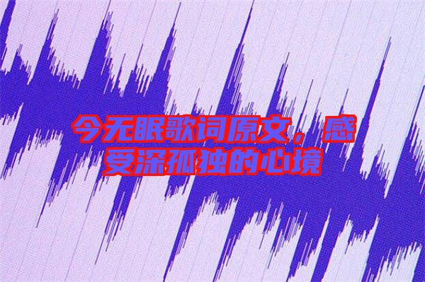 今無(wú)眠歌詞原文，感受深孤獨(dú)的心境