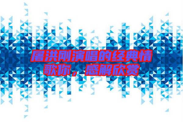 屠洪剛演唱的經(jīng)典情歌你，感解欣賞