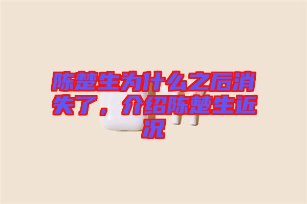 陳楚生為什么之后消失了，介紹陳楚生近況