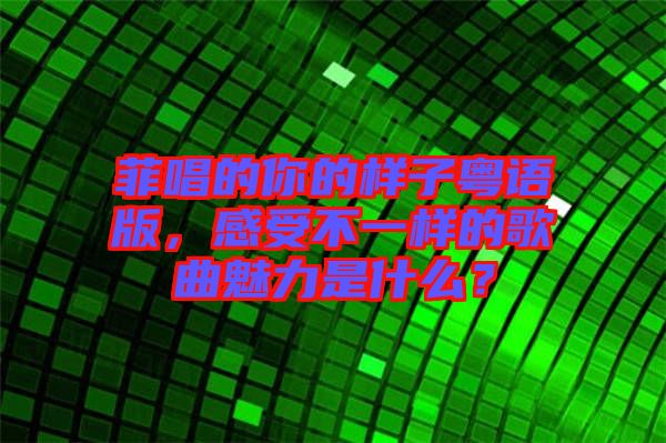 菲唱的你的樣子粵語(yǔ)版，感受不一樣的歌曲魅力是什么？