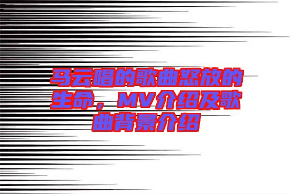 馬云唱的歌曲怒放的生命，MV介紹及歌曲背景介紹