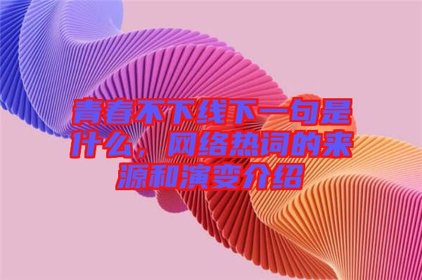 青春不下線下一句是什么，網絡熱詞的來源和演變介紹