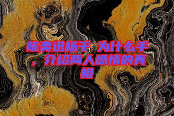 陳奕迅楊千嬅為什么手，介紹兩人感情的真相