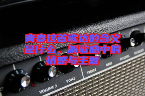 青春這首歌達的含義是什么，解歌曲中的情感與主題